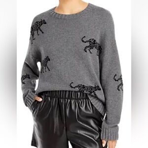 Rails Perci Sweater Leopard Large L Ash Jungle Cat Gray Cotton Cashmere Pullover